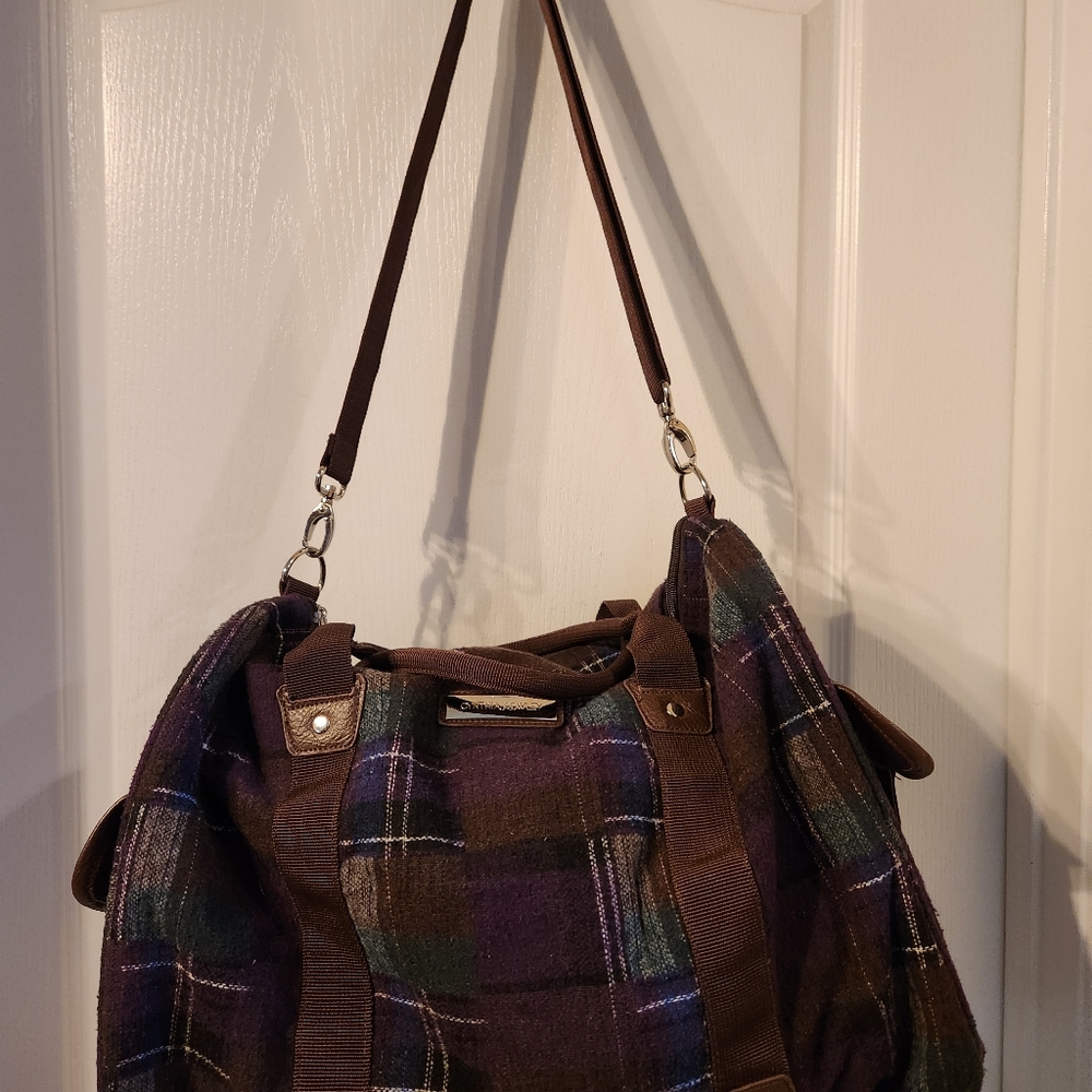 CYNTHIA ROWLEY Purple Plaid Dufflebag/Weekend bag - Picture 4 of 10